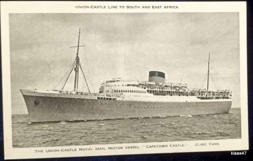 Union Castle Line Mail Ship - Post Card - Cape Town Castle - Unused