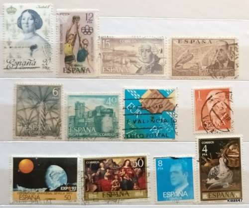 Spain - Mixed Lot of 12 Used stamps