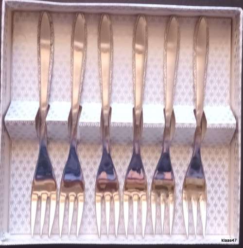 Set of 6 Cake Forks Chromolit Portugal Stainless Steel