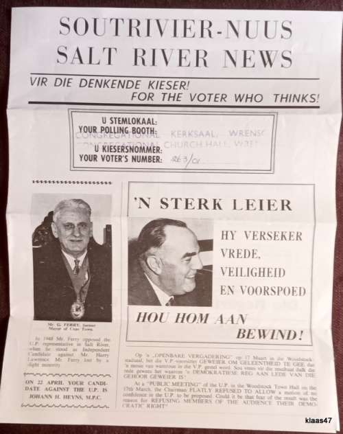Soutrivier-Nuus / Salt River News - Nationalist Party 1948 - Voter No. 263/01
