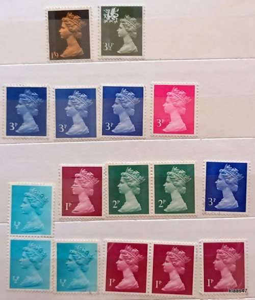 GB - Elizabeth II - Mixed Lot of 16 Unused stamps (Pairs and Singles)