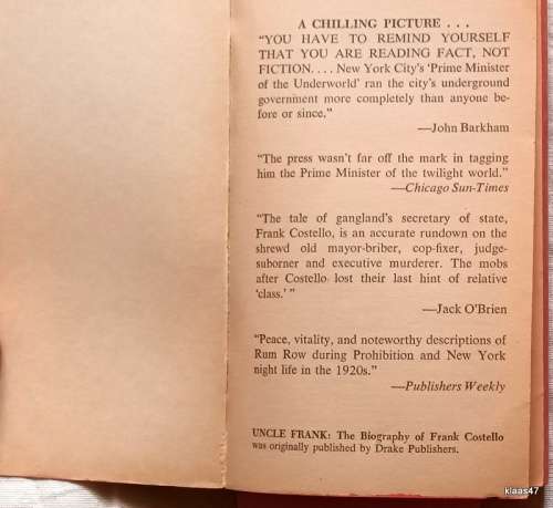 Uncle Frank - Leonard Katz - Paperback (The Biography of Frank Costello)