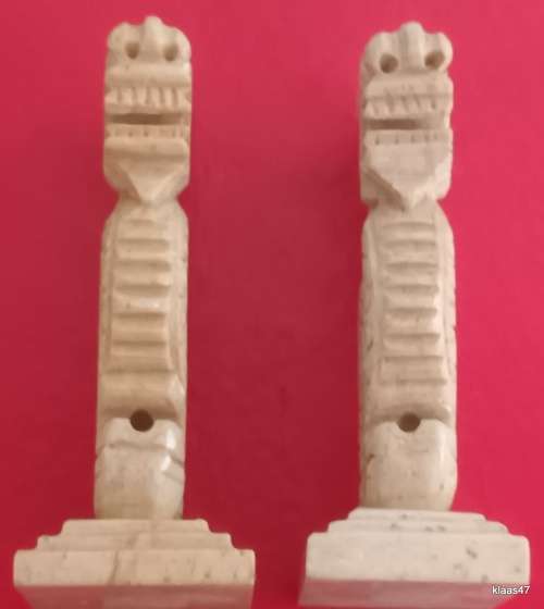 2 Carved Chinese Dragons - Base 30x54mm - 80mm High