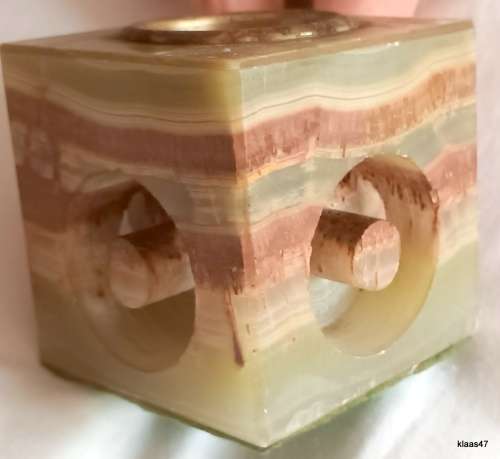 Carved Gem Stone Tea Light Holder