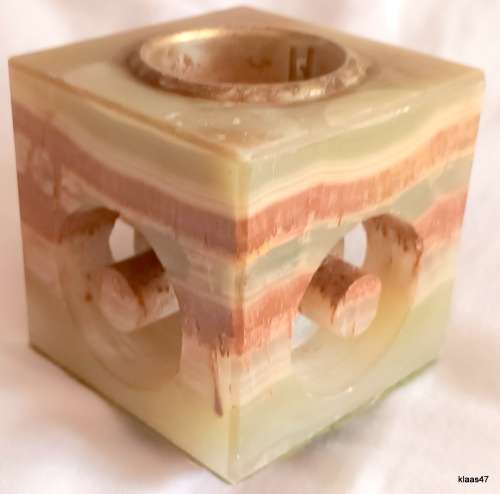Carved Gem Stone Tea Light Holder