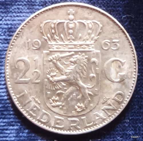 Netherlands - 1963 - 2½ Gulden (Juliana) - Silver