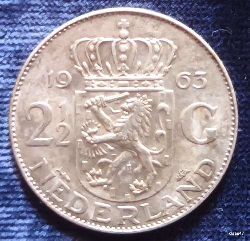 Netherlands - 1963 - 2½ Gulden (Juliana) - Silver
