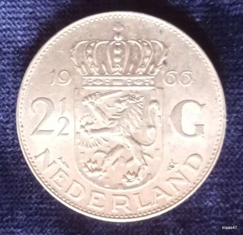 Netherlands -1966 - Juliana - 2½ Gulden - Silver