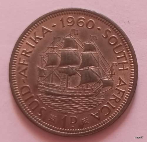 South Africa - 1960 - 1 Penny -  Elizabeth II (1st portrait) - Copper