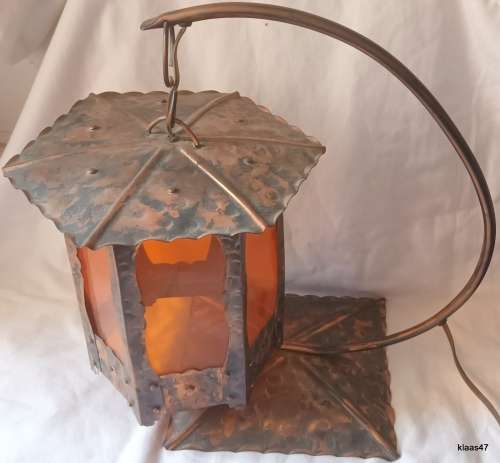 Hanging Lantern - Copper Plate - Plastic Shade