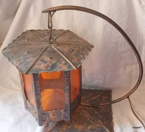Hanging Lantern - Copper Plate - Plastic Shade