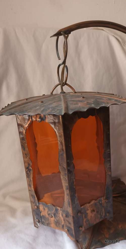 Hanging Lantern - Copper Plate - Plastic Shade