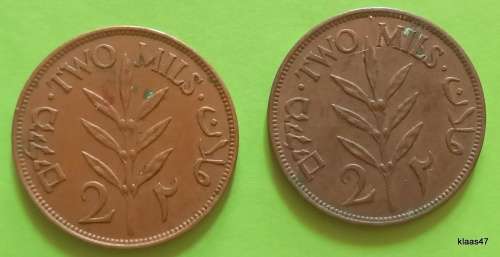 Palestine - 1927 and 1941 - 2 mils - Bronze