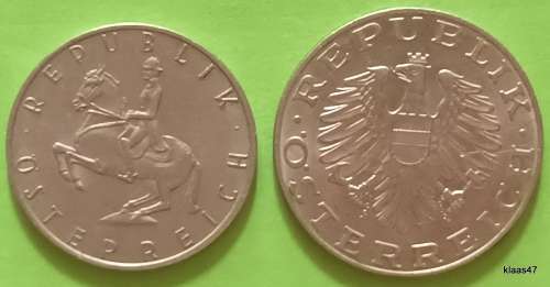 Austria - 1969  5 Schilling Copper-nickle and 1974 10 Schilling Copper-nickel plated nickel
