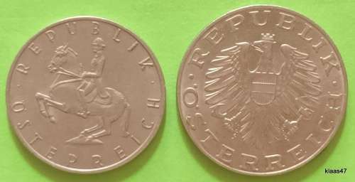 Austria - 1969  5 Schilling Copper-nickle and 1974 10 Schilling Copper-nickel plated nickel