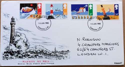 GB - 1985 - Safety at Sea - Royal Mail First Day Cover