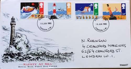 GB - 1985 - Safety at Sea - Royal Mail First Day Cover
