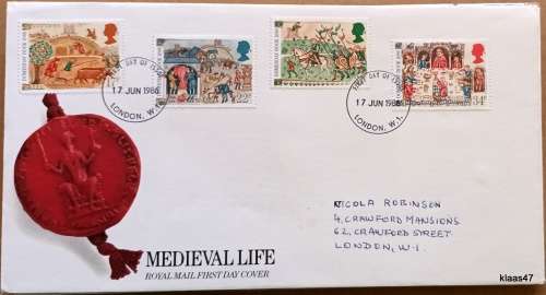GB - 1986 - Medieval Life - Royal Mail First Day Cover
