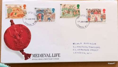 GB - 1986 - Medieval Life - Royal Mail First Day Cover