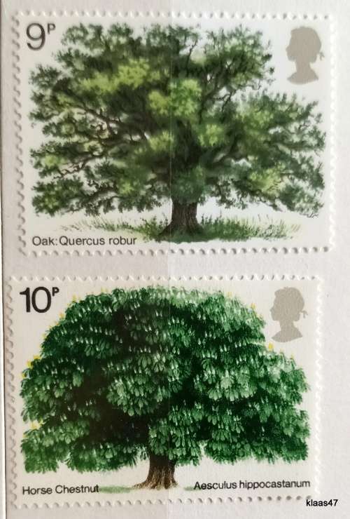 GB - 1973 & 1974 - British Trees Oak & Horse Chestnut - 2 Mint stamps
