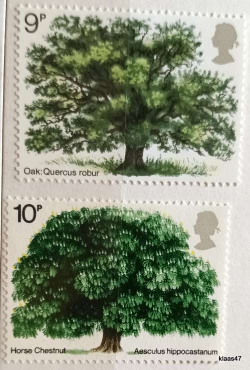 GB - 1973 & 1974 - British Trees Oak & Horse Chestnut - 2 Mint stamps