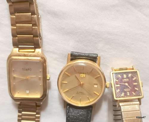3 Watches - Lanco, Tempo and Seiko - Not working - For spares or repair