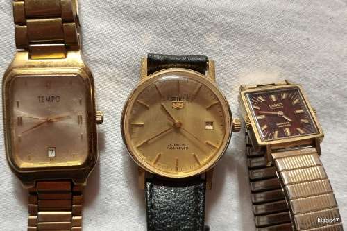 3 Watches - Lanco, Tempo and Seiko - Not working - For spares or repair