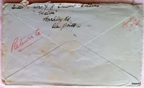 S.A.A.F. 1941 - Redirected and Returned to Sender Endorsed: Returned to the Union Medically Unfit