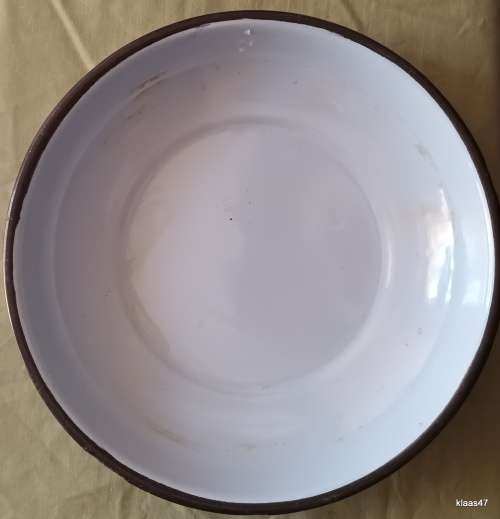 Blue Enamel Shallow Bowl