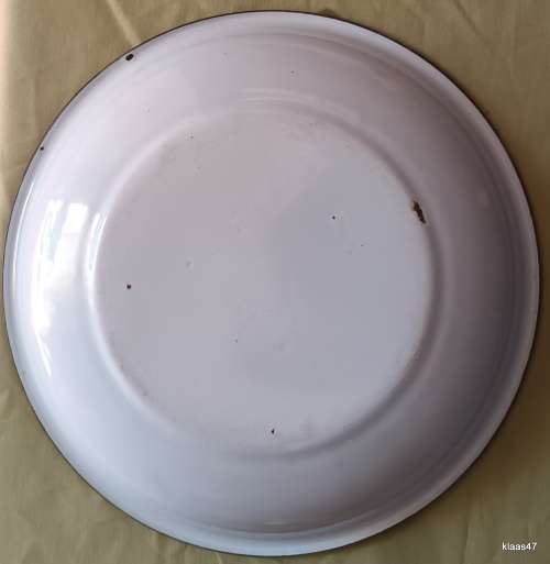 Blue Enamel Shallow Bowl