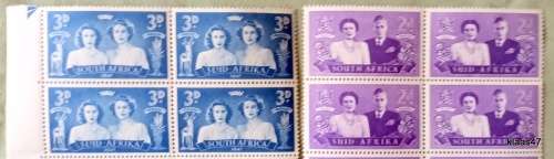 Union of South Africa - 1947 - Royal Visit - Block of 18 2 1/2d and 20 3d Unused stamps