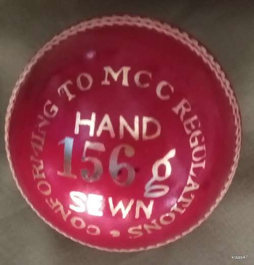 Cricket Ball - Zenith County - 156g - Hand Sewn - Conforming to MCC Reg. (Preowned by not Used)