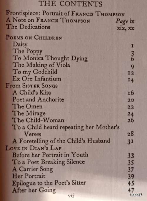 Selected Poems of Francis Thompson (with Biographical Note by Wilfrid Meynell) H/cover 1925 15th Imp