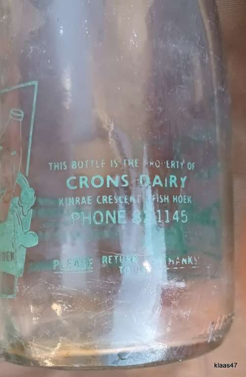 Vintage Cron`s Dairy (Fish Hoek) Milk bottle (1 Litre)
