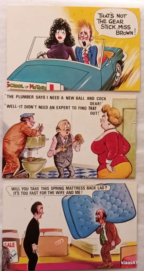 3 Humourous Post Cards - Bamforth