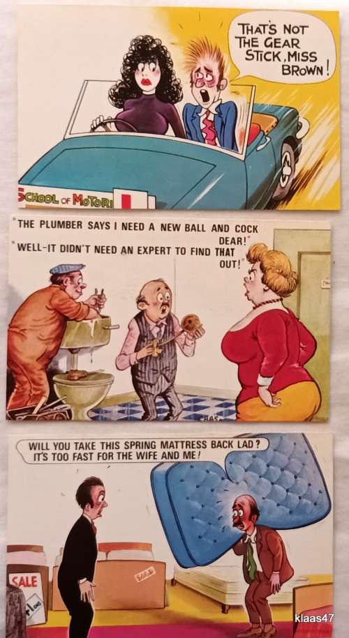 3 Humourous Post Cards - Bamforth