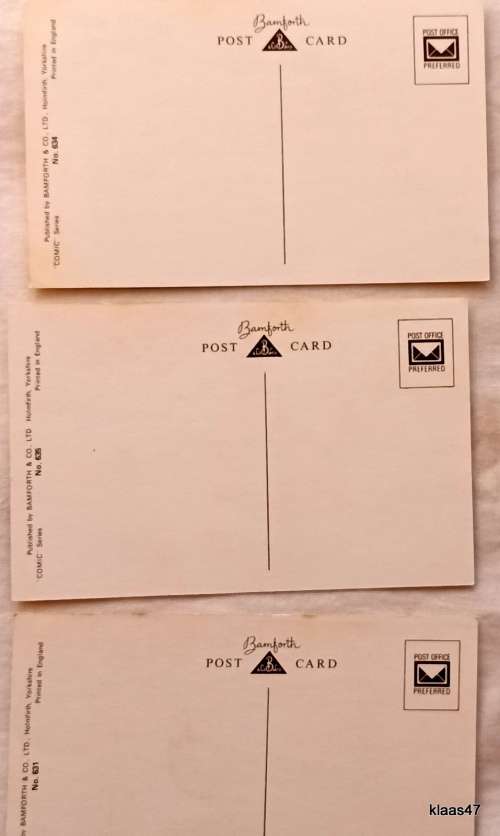 3 Humourous Post Cards - Bamforth