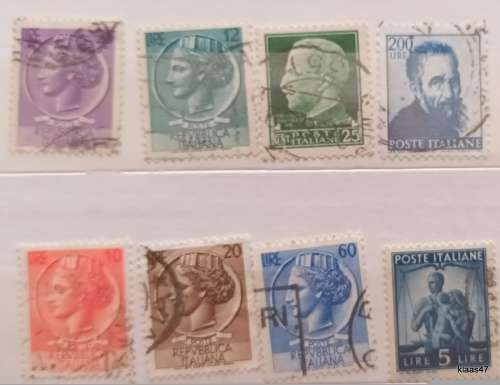 Italy - Mixed Lot of 8 Used Hinged stamps