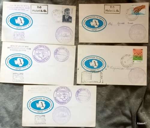 Indian Expedition to Antarctica - 1990-91 - 5 Envelopes with various cancellations (3 Postally used)