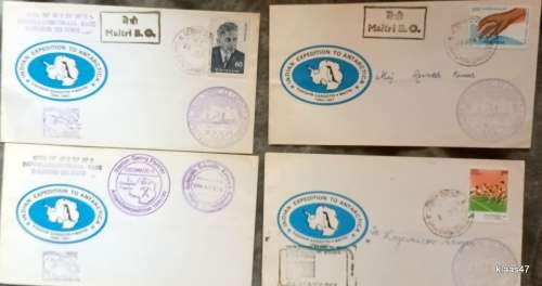 Indian Expedition to Antarctica - 1990-91 - 5 Envelopes with various cancellations (3 Postally used)