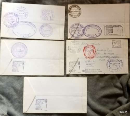 Indian Expedition to Antarctica - 1990-91 - 5 Envelopes with various cancellations (3 Postally used)