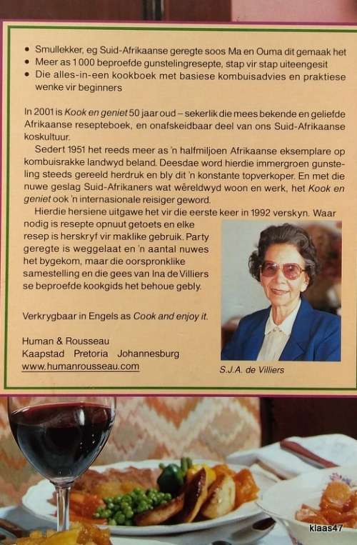 Kook en Geniet - S J A de Villiers - Hardeband - 1992 (50 Goue Jare) Volledig hersiene uitgawe