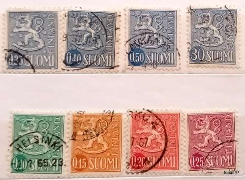 Finland - 1954/75 - Coat of Arms - 8 Used Hinged stamps