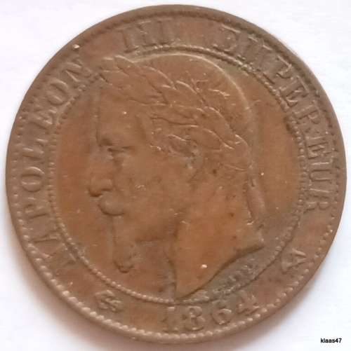France - Napoleon III - 1864 - 5 Centimes - Bronze
