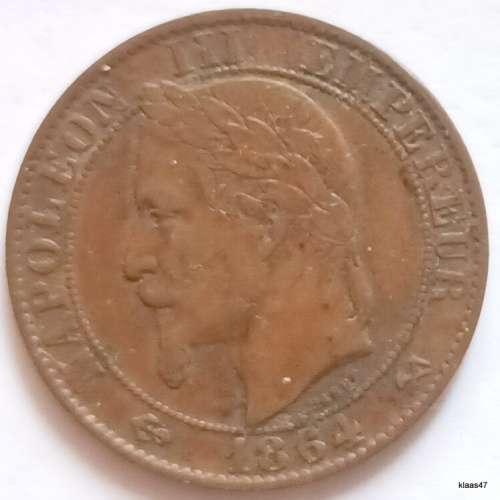 France - Napoleon III - 1864 - 5 Centimes - Bronze