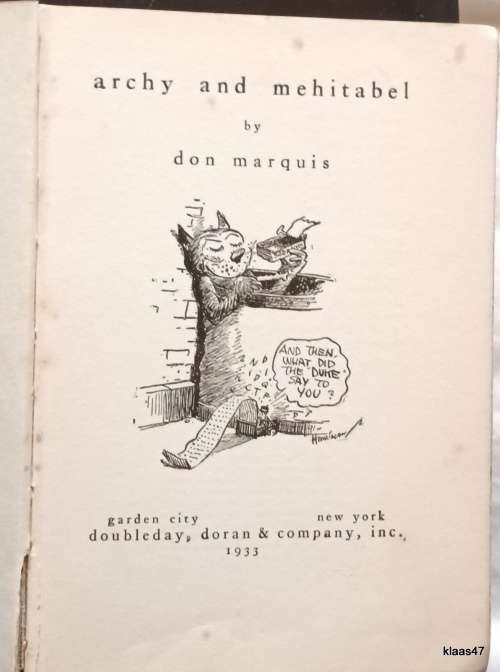 Archy and Mehitabel - Don Marquis - Hardcover 1933