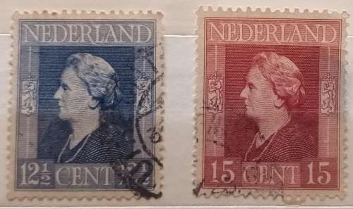 Netherlands - 1944-46 - Queen Wilhelmina (Government-in-Exile) - 2 Used stamps