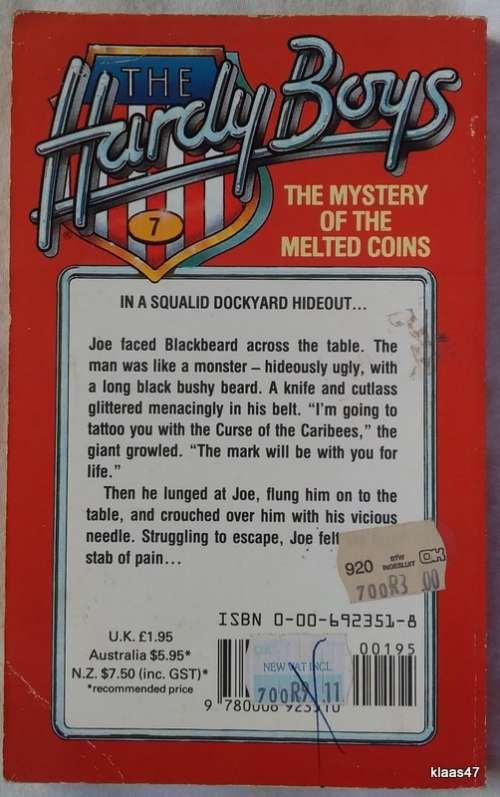 The Hardy Boys (The Mystery Of The Melted Coins) - Franklin W Dixon - Paperback 1988