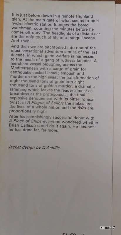 A Plague Of Sailors -Brian Callison - Hardcover 1971