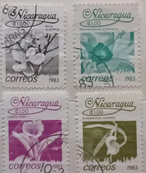 Nicaragua - 1983 - Flowers - 4 Used stamps